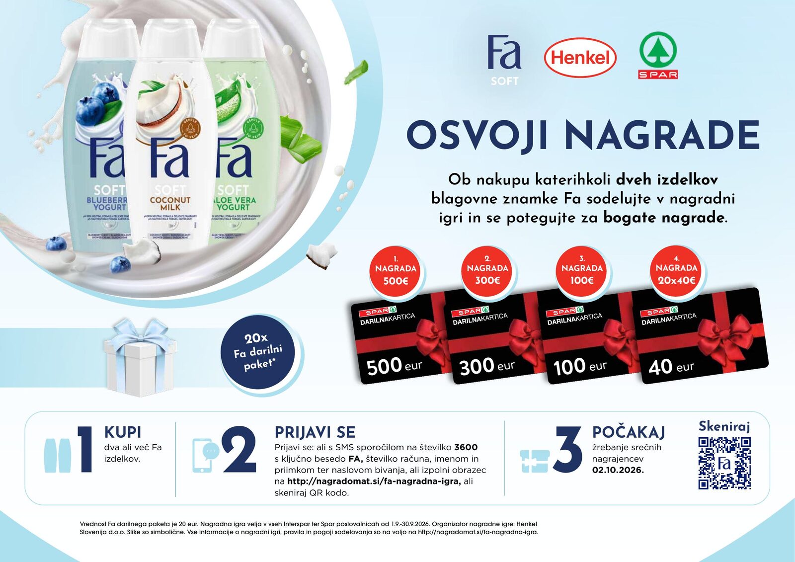 Fa nagradna igra – Osvoji nagrade v trgovinah Spar in Interspar